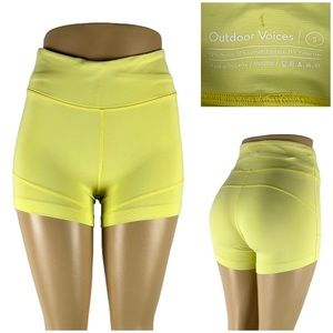 Outdoor Voices Womens Small Shorts Compression 3.5” Inseam Yellow Drawstring EUC